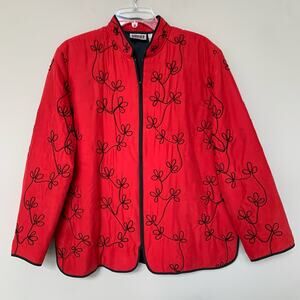 Chico's Design 100% silk embroidered jacket size L.